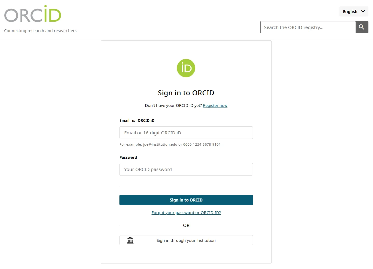 Orcid  Single Sign-On (SSO) OAuth - Add new application