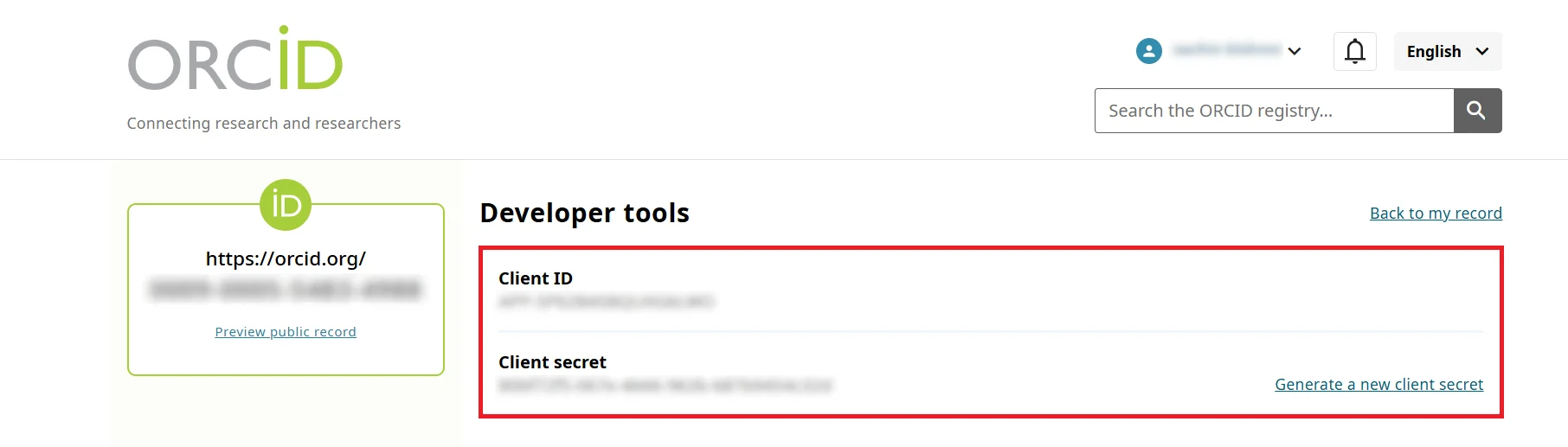Orcid  Single Sign-On (SSO) OAuth - Add new application