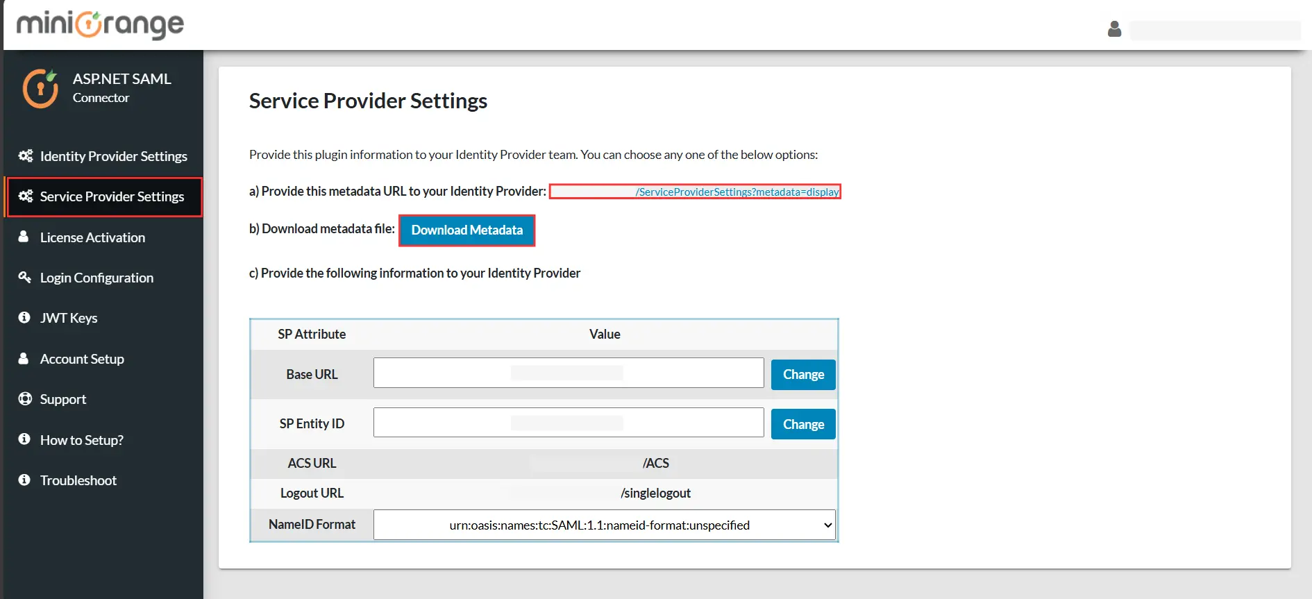 Service Provider Settings