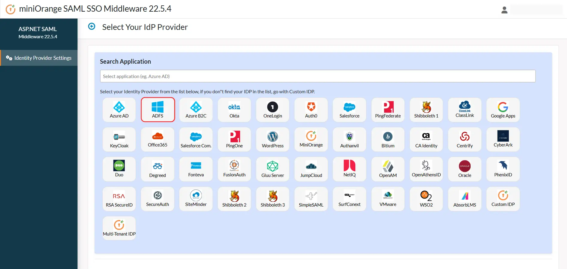 Identity Provider List