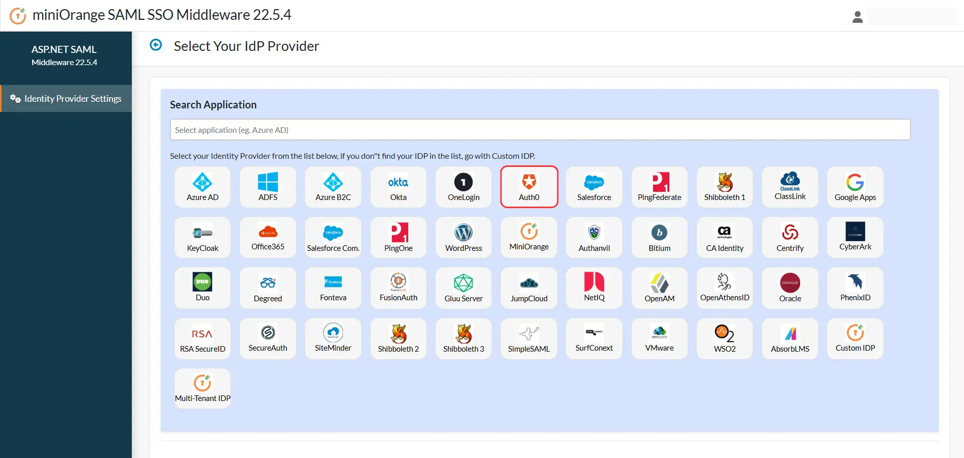 Identity Provider List