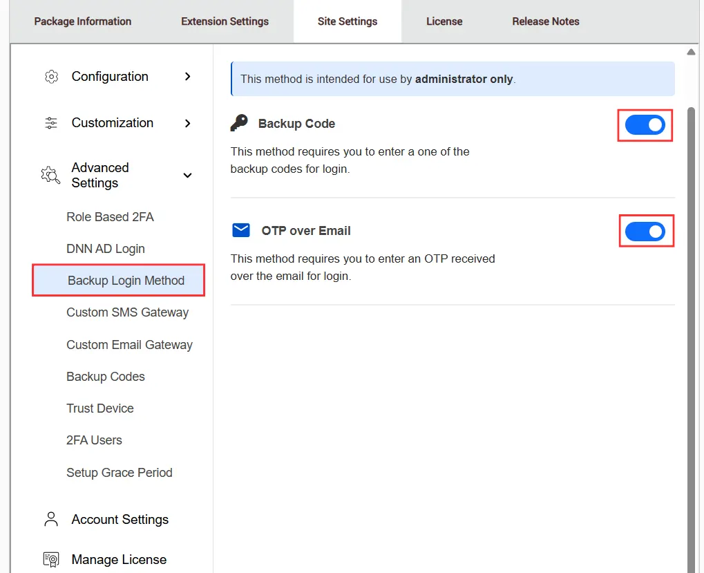 DNN - Backup Login Method