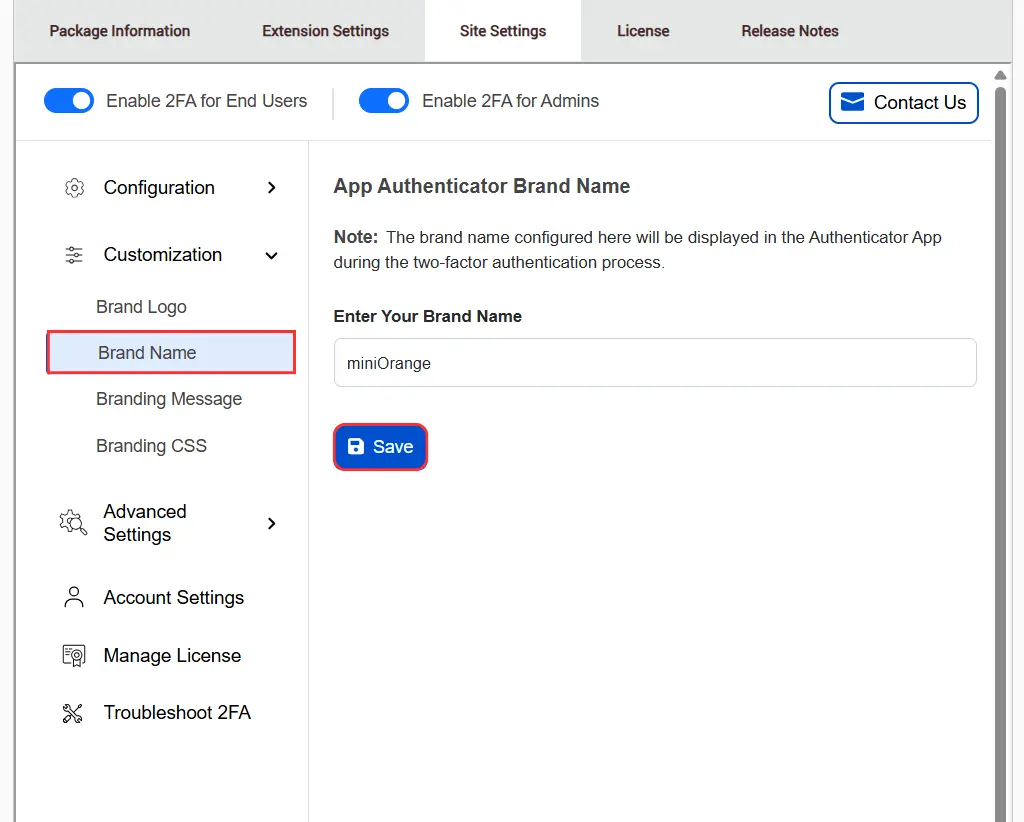 Brand Name Customization