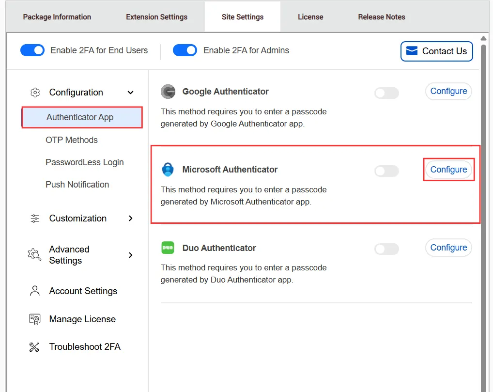 DNN 2FA - Choose DNN 2FA Microsoft Authenticator