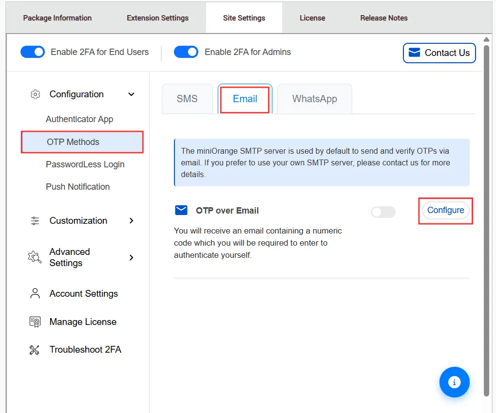 DotNetNuke Two Factor Authentication (2FA) for OTP over Email - Configure