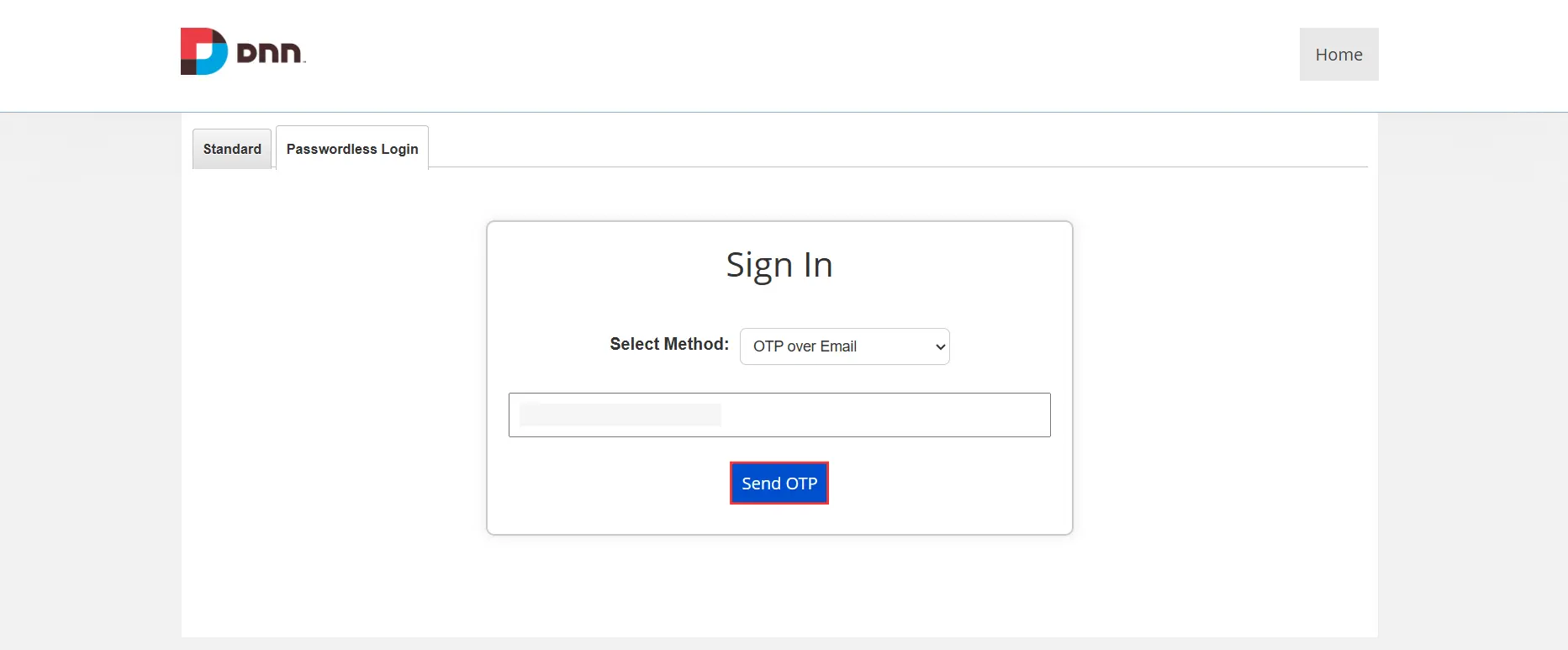 DNN 2FA - PasswordLess Login - End User - send OTP