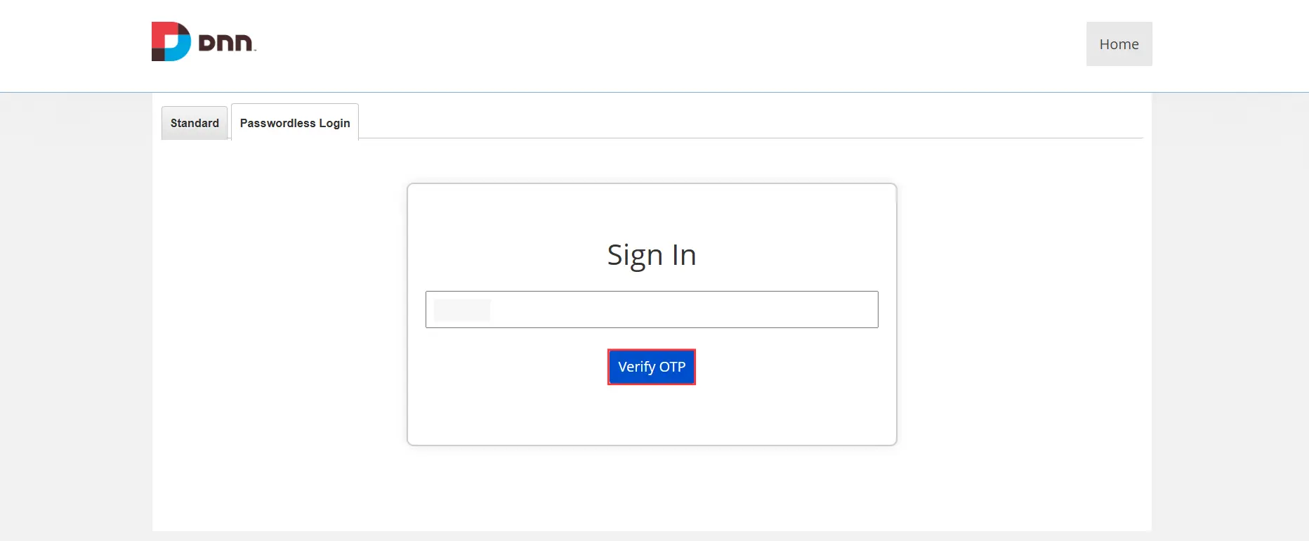 DNN 2FA - PasswordLess Login - End User - Verify OTP