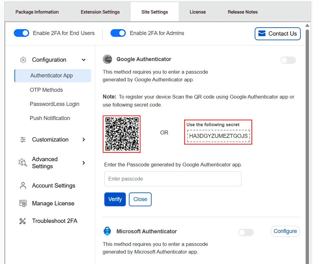 DotNetNuke Two Factor Authentication (2FA) for Google Authenticator QR Code