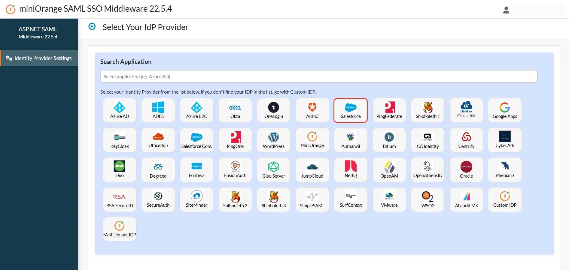 Identity Provider List