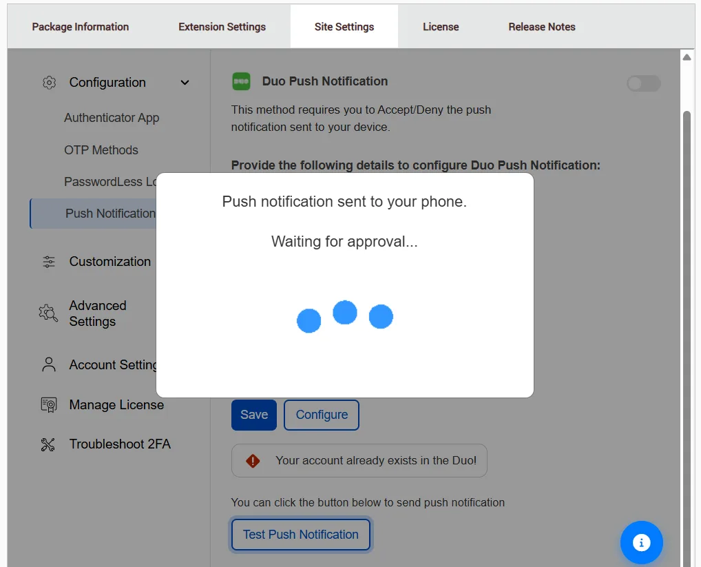 DotNetNuke Two Factor Authentication (2FA) using Duo Push Notification - Push Notification sent successfully on mobile