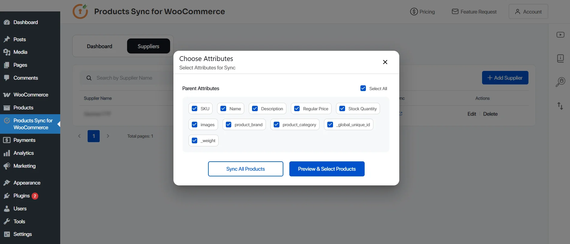 Import products to WooCommerce - select attributes