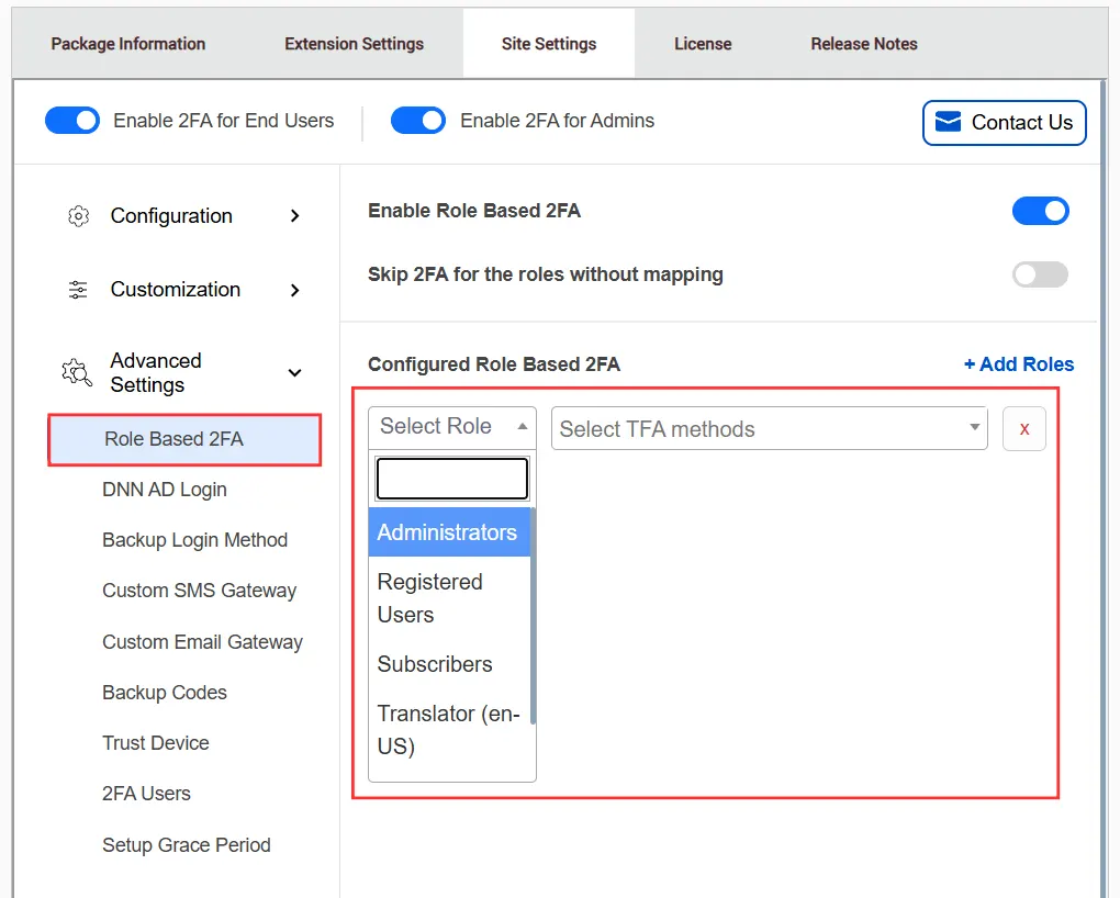 DNN - Select TFA Methods