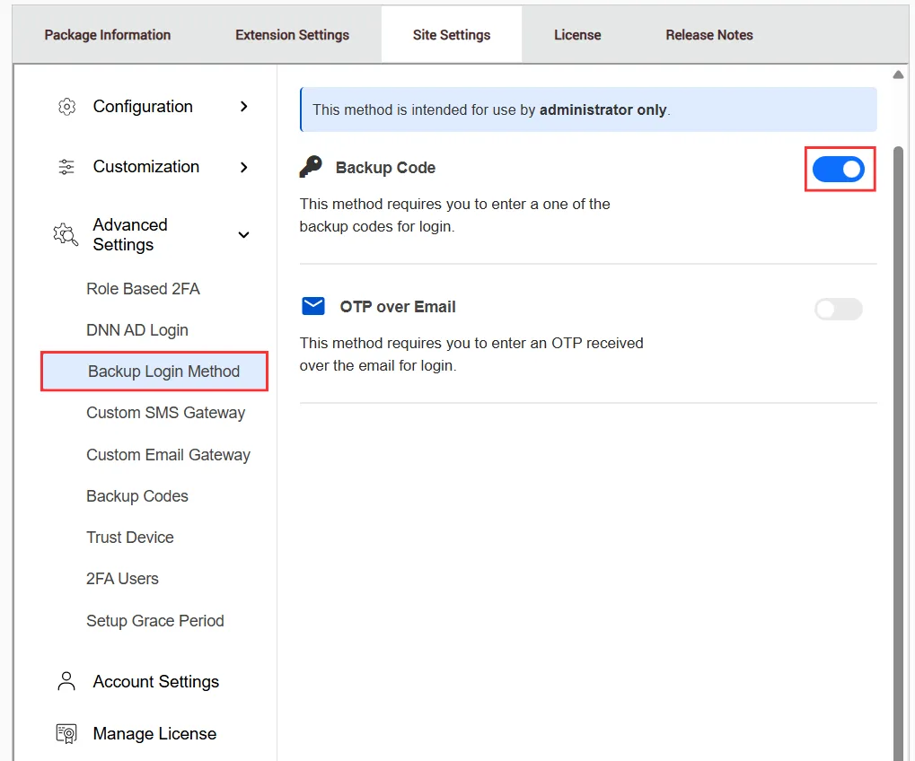 DNN - Backup Login Method