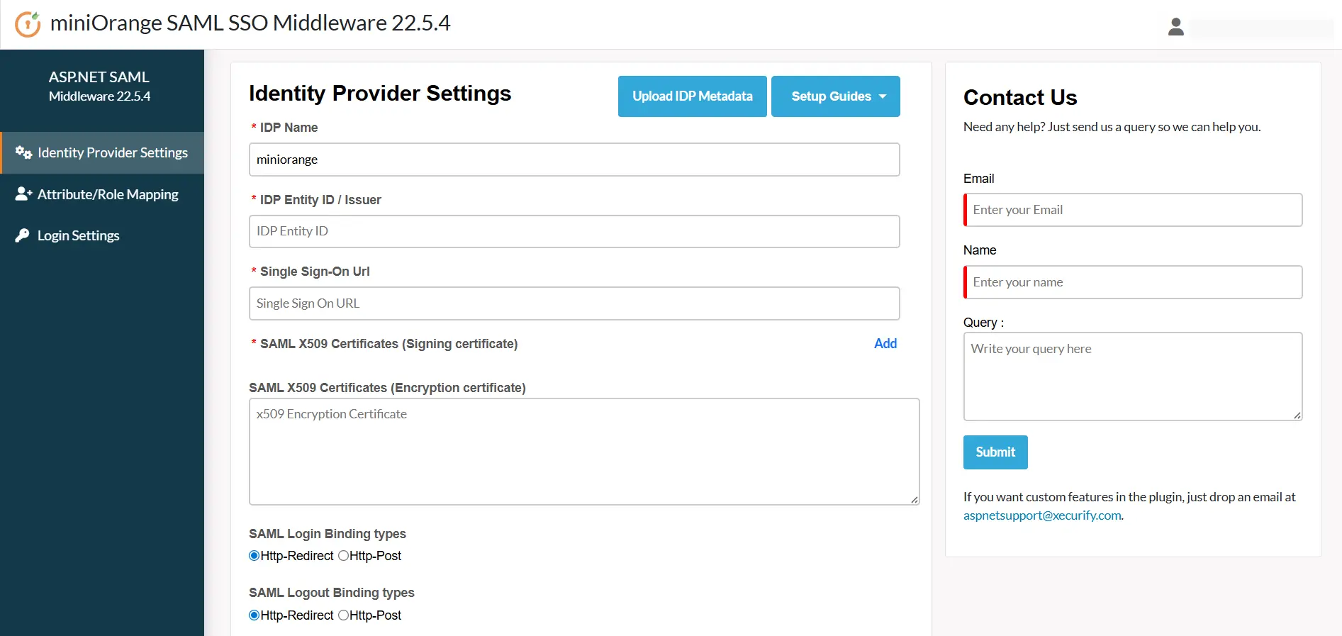 ASP.NET Core Enterprise- Configure IDP Manually