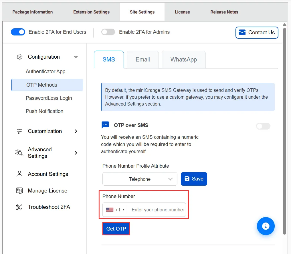 DotNetNuke Two Factor Authentication (2FA) for OTP over SMS | DNN 2FA - Enter phone number