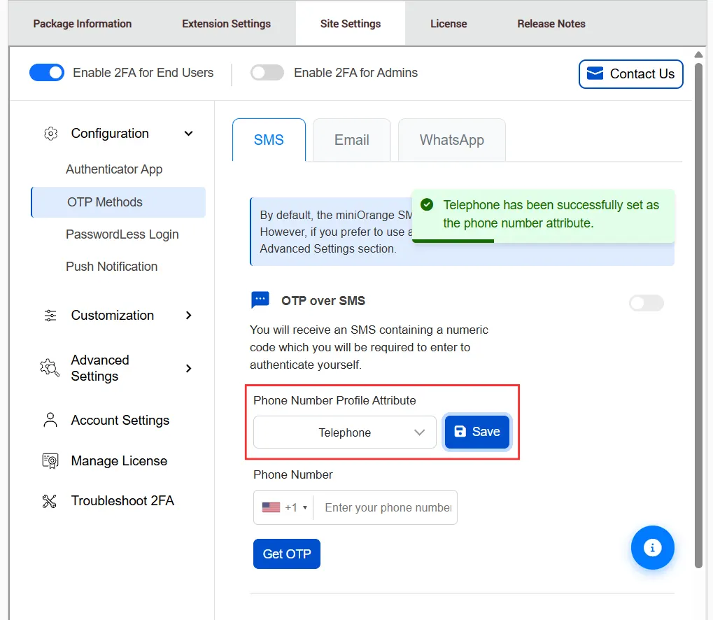 DotNetNuke Two Factor Authentication (2FA) for OTP over SMS | DNN 2FA - Phone number profile attribute