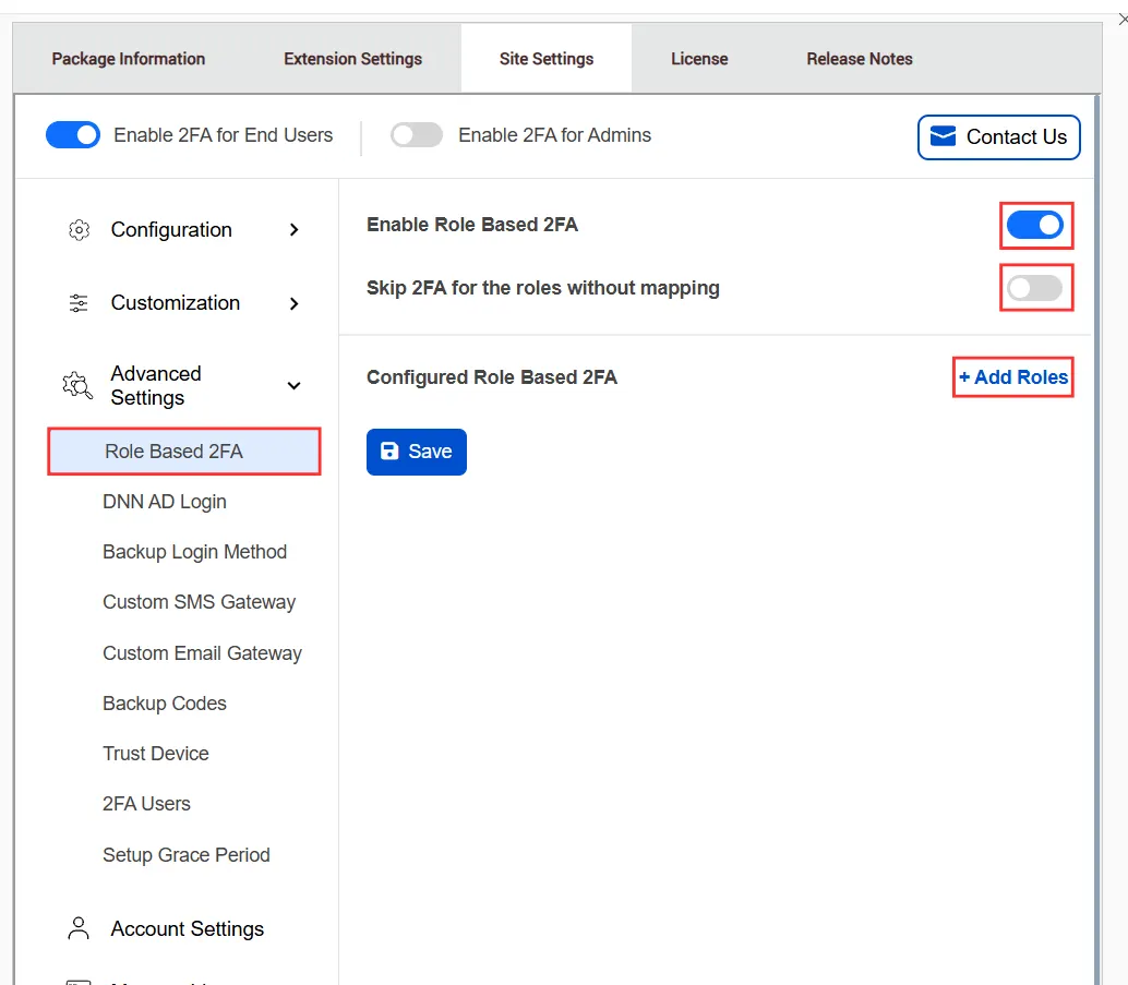 DNN - Role Based 2FA