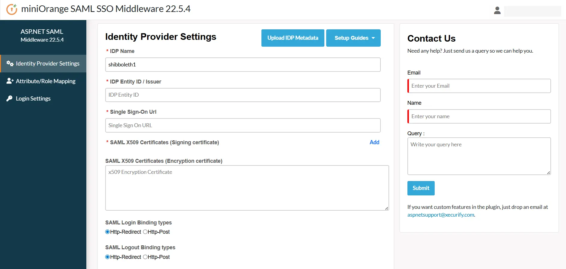 ASP.NET Core Enterprise- Configure IDP Manually