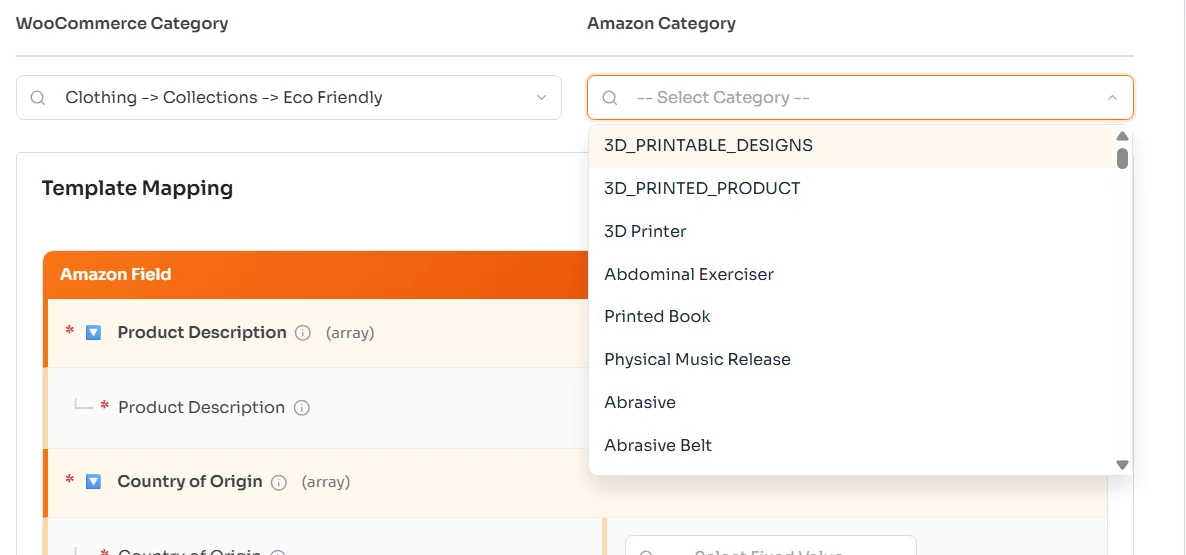 WooCommerce Amazon Integration - Select Amazon category