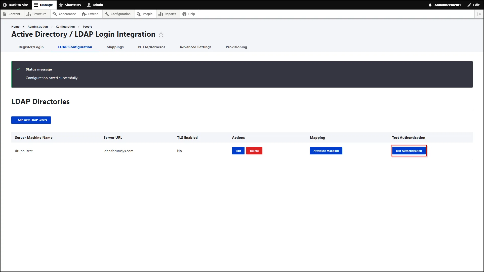 Drupal-LDAP-Click-Test-Authentication