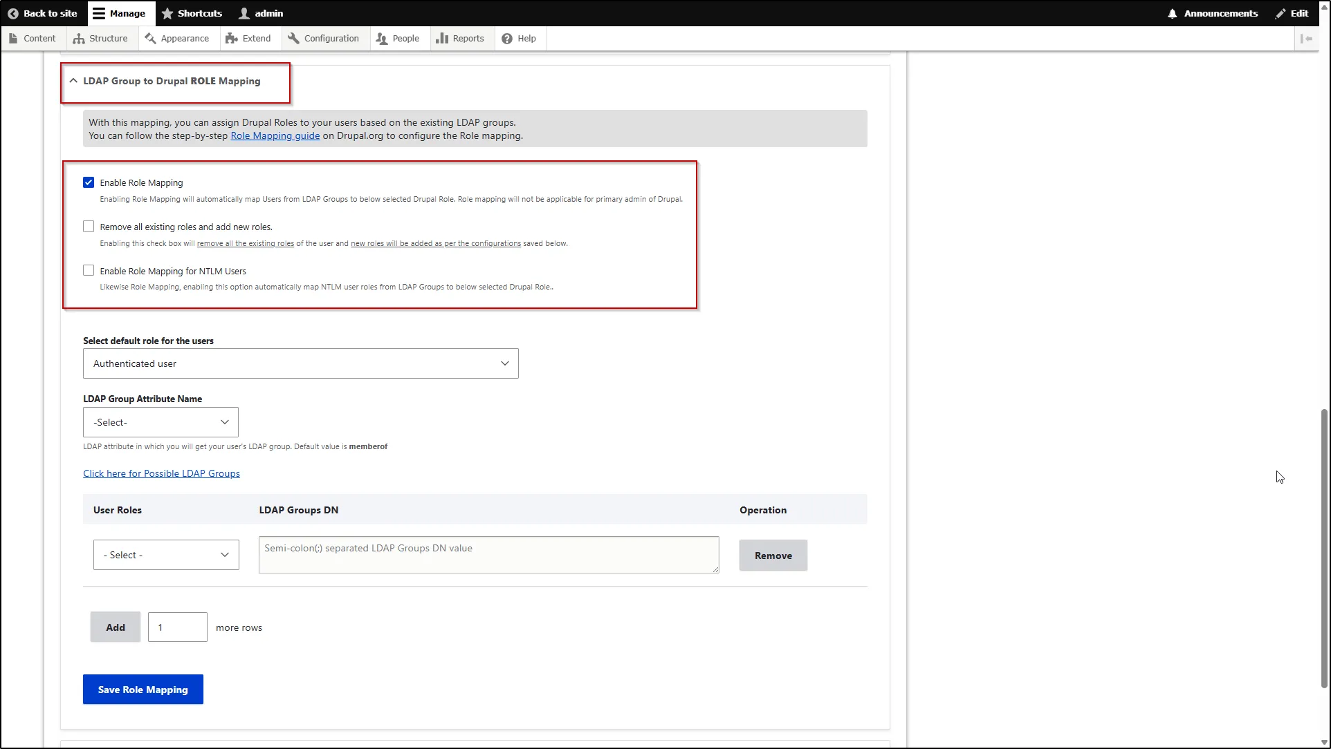 Drupal-LDAP-Enable-Role-Mapping