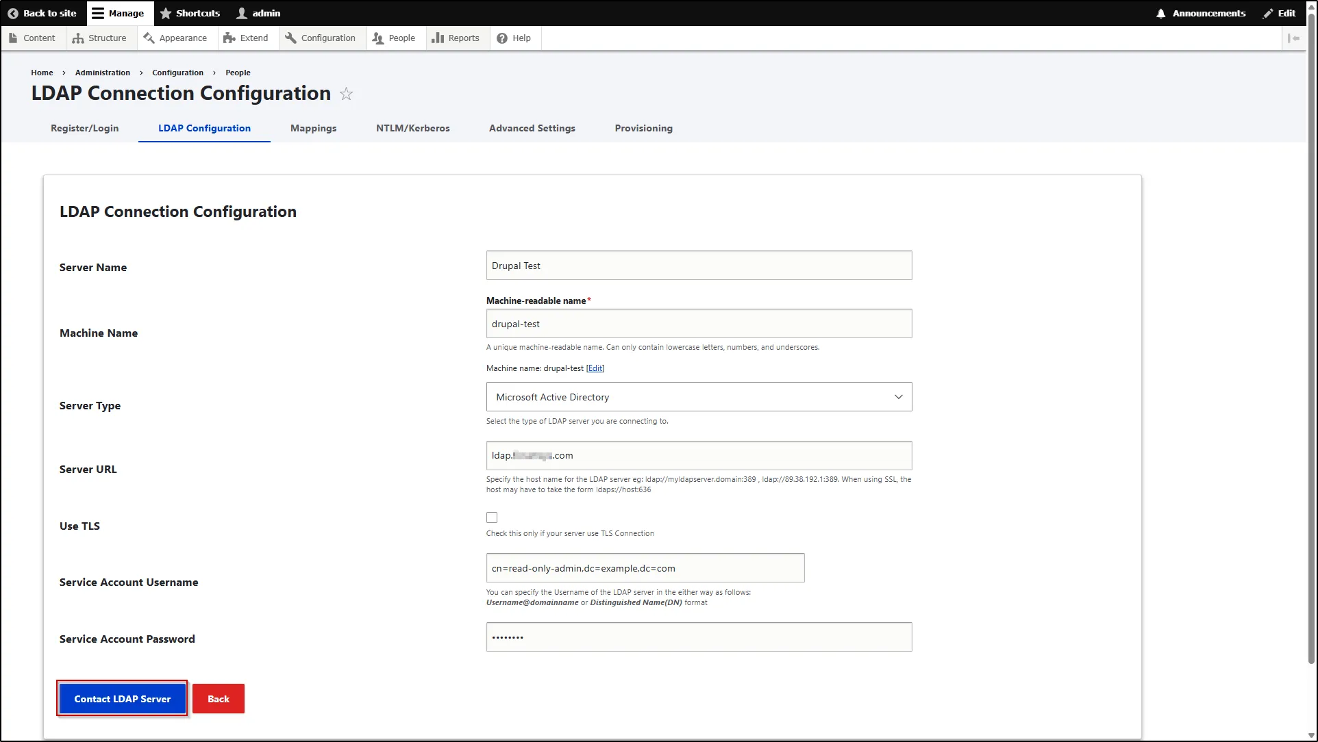 Drupal-LDAP-Enter-Connection-Details