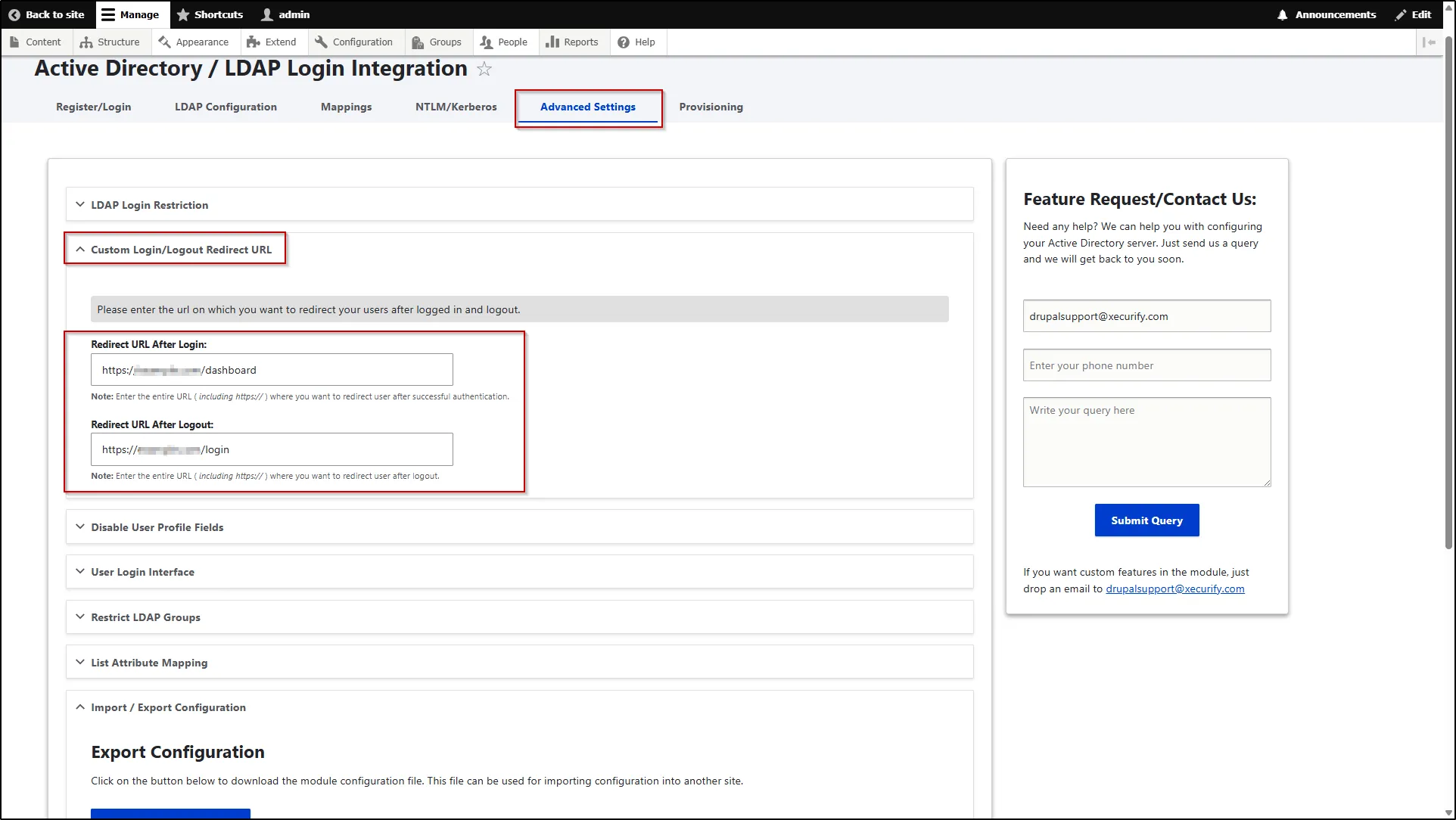 Drupal-LDAP-Login-Logout-Redirect-URL