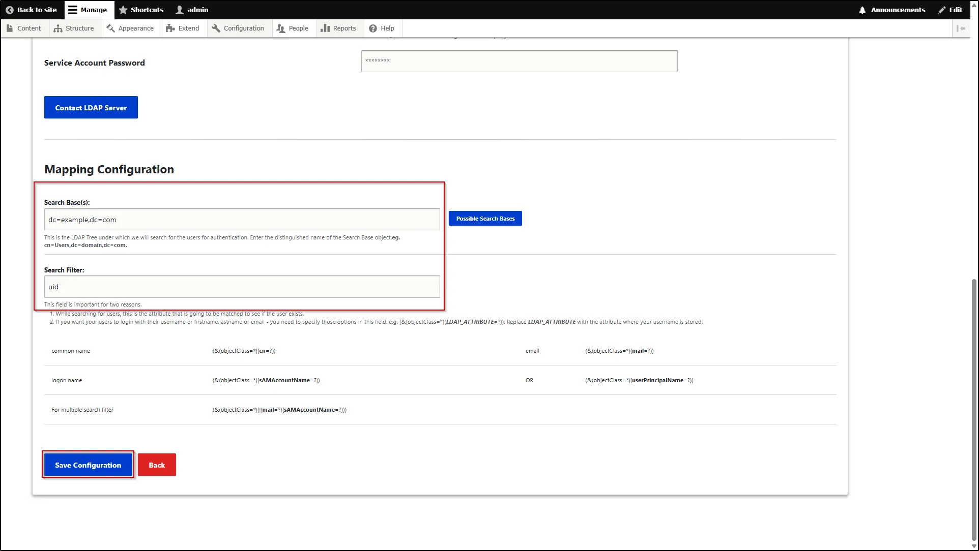 Drupal-LDAP-Mapping-Configuration