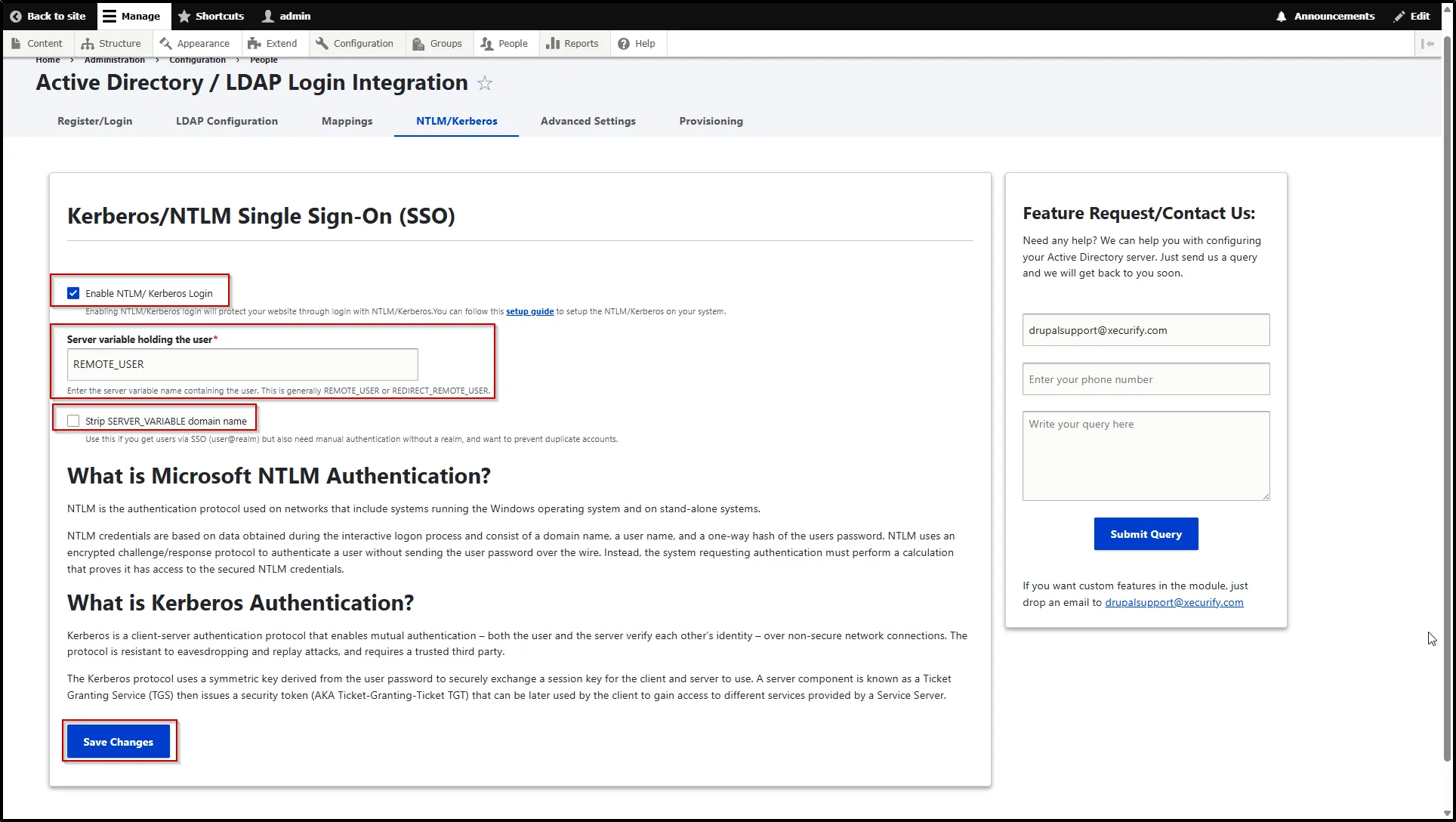 Drupal-LDAP-NTLM-Kerberos-SSO
