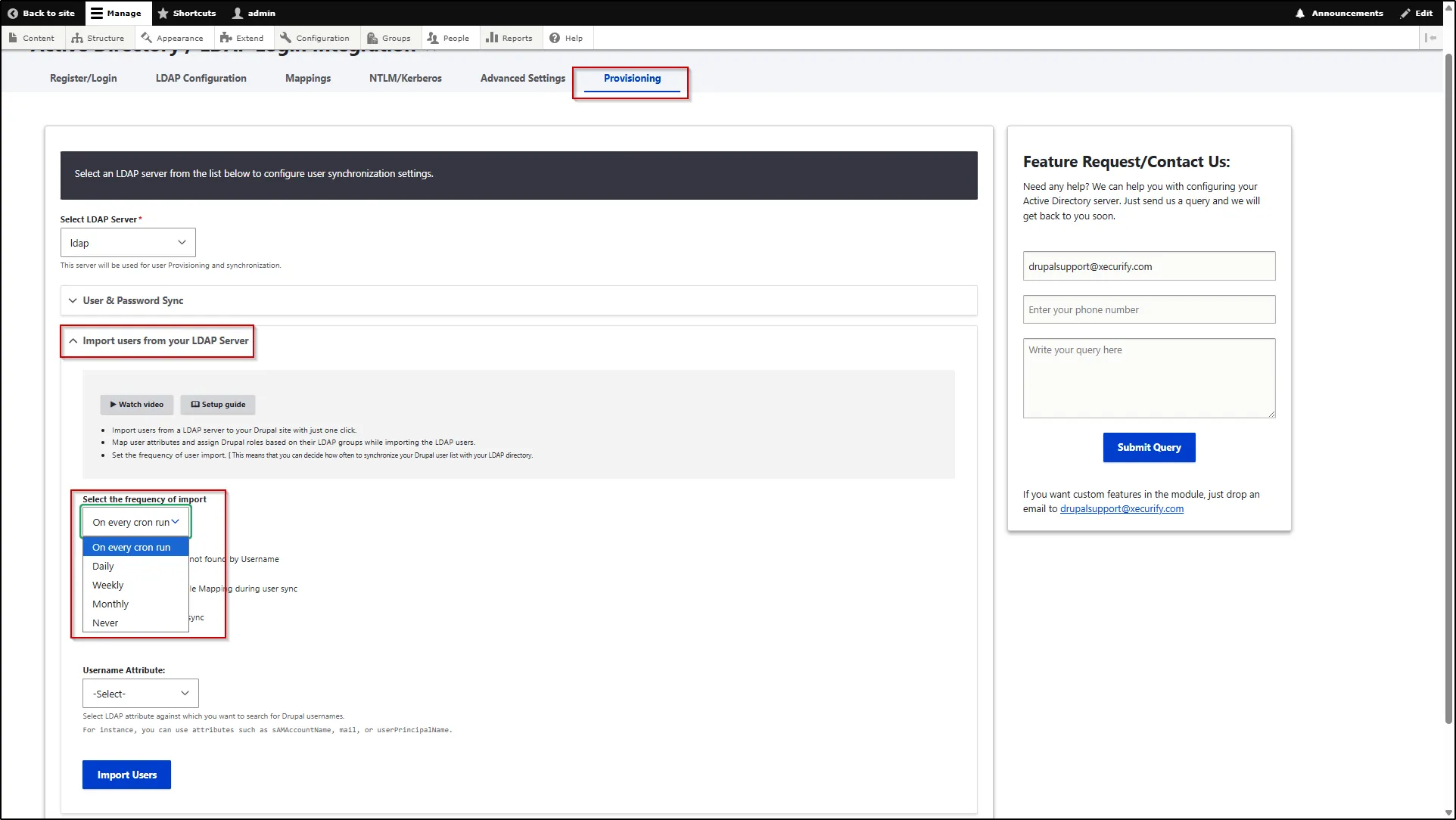 Drupal-LDAP-Provisioning-Import-Users-Select-Frequency