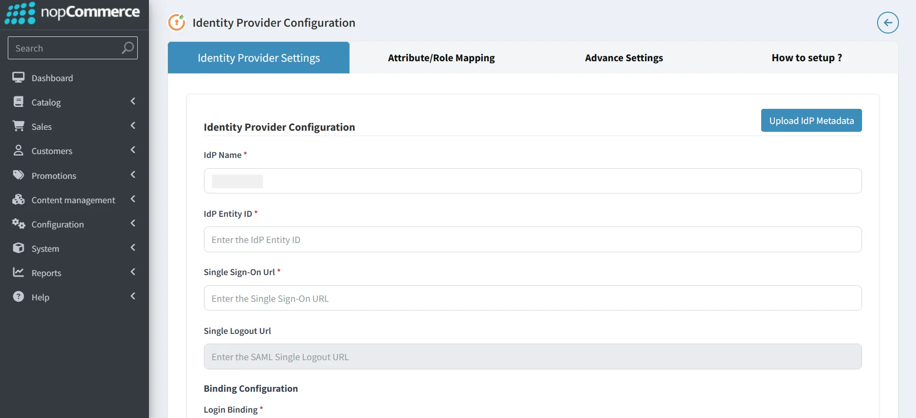nopCommerce - Entity Id, SSO Url, SAML Certificate