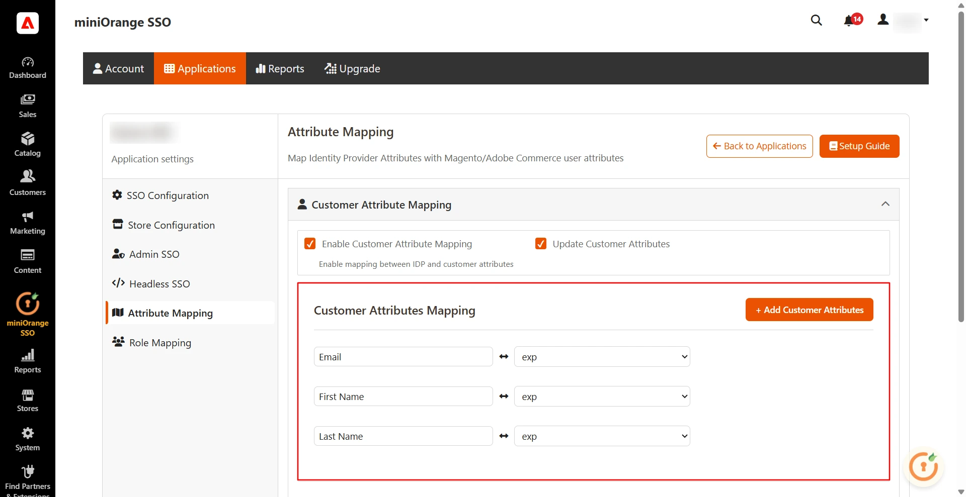 Adobe Commerce OAuth Client Single-Sign-On (SSO) | Azure AD attribute mapping