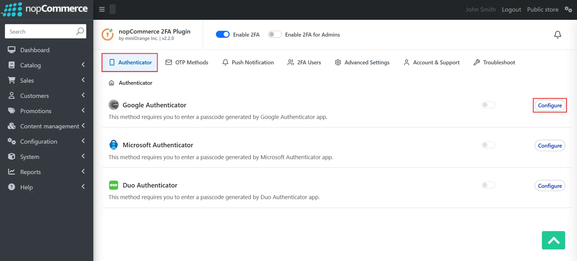 Authenticator Methods - Google Authenticator