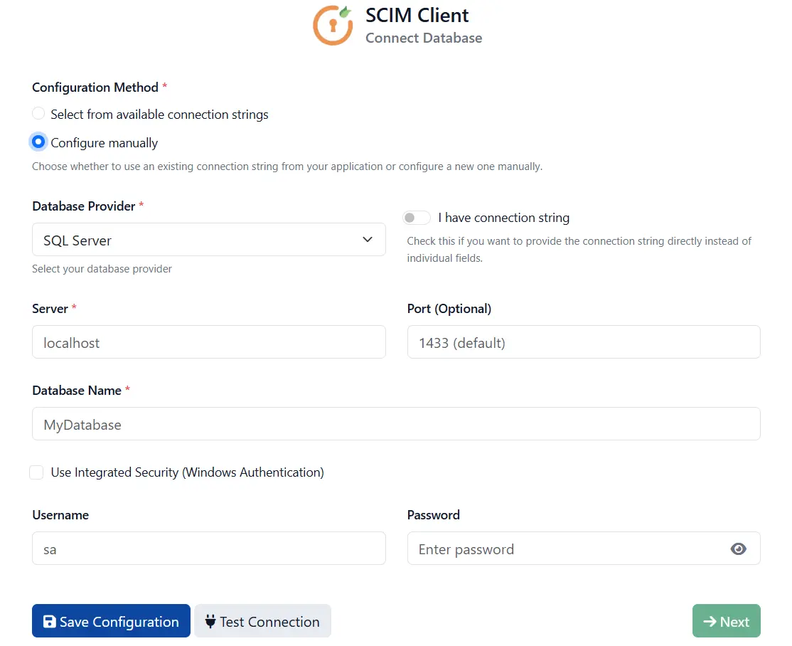 ASP.NET SCIM Client - Configure Manually