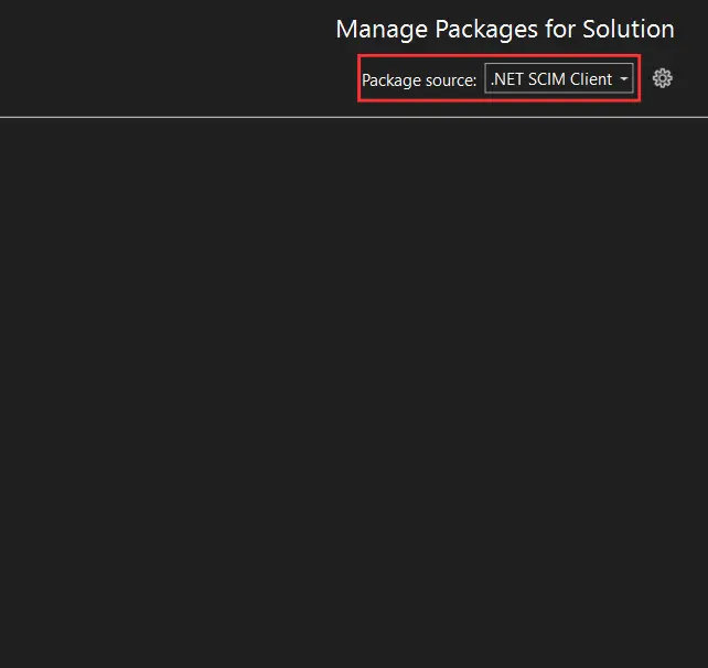 Package Source dropdown