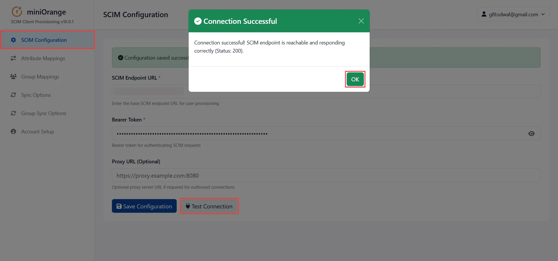 .NET SCIM CLient - Save and Test Connection