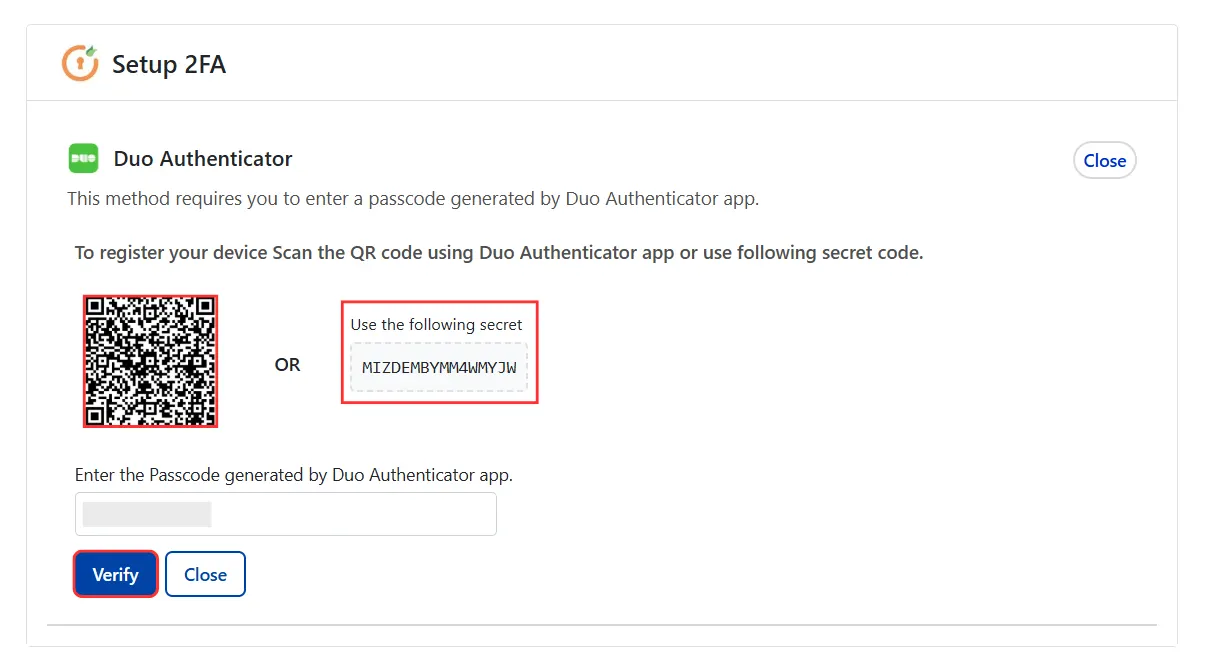Duo Authenticator - QR Code