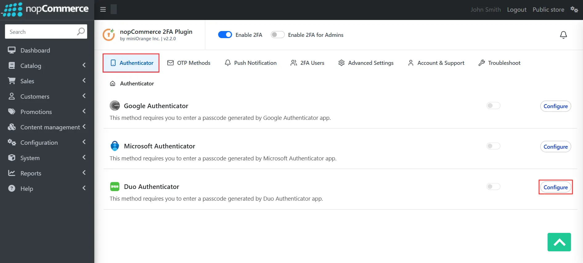 Authenticator Methods - Duo Authenticator