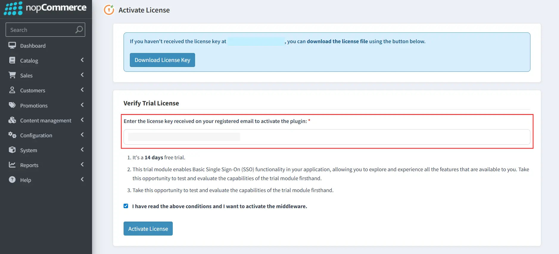 nopCommerce - Activate the plugin