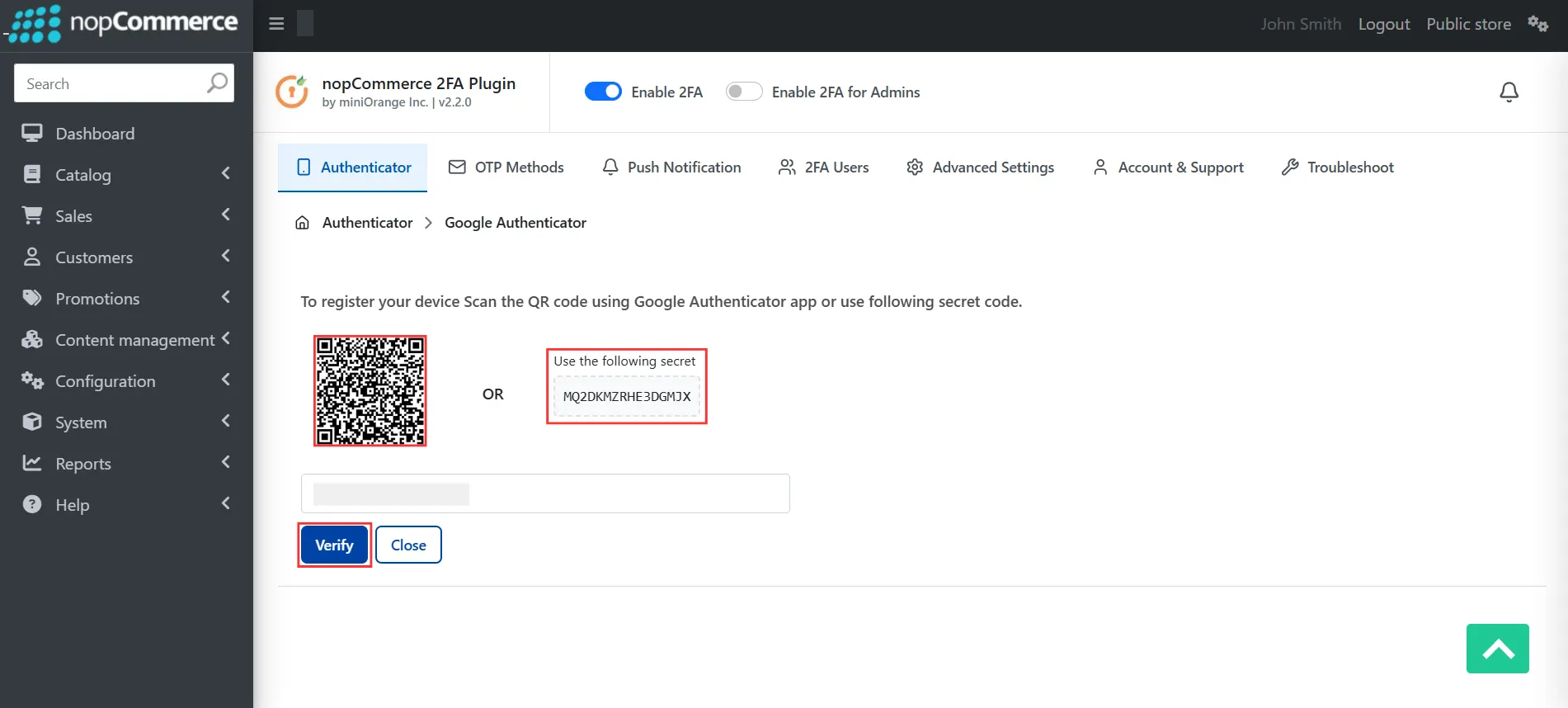 Google Authenticator - Scan QR Code