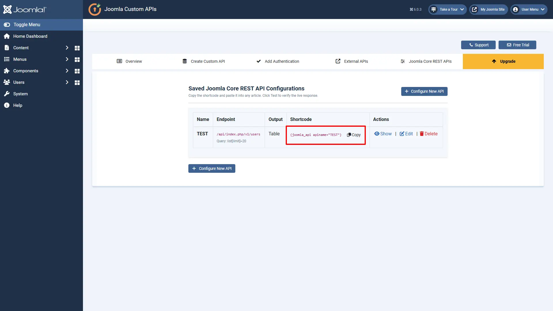 Configure External API