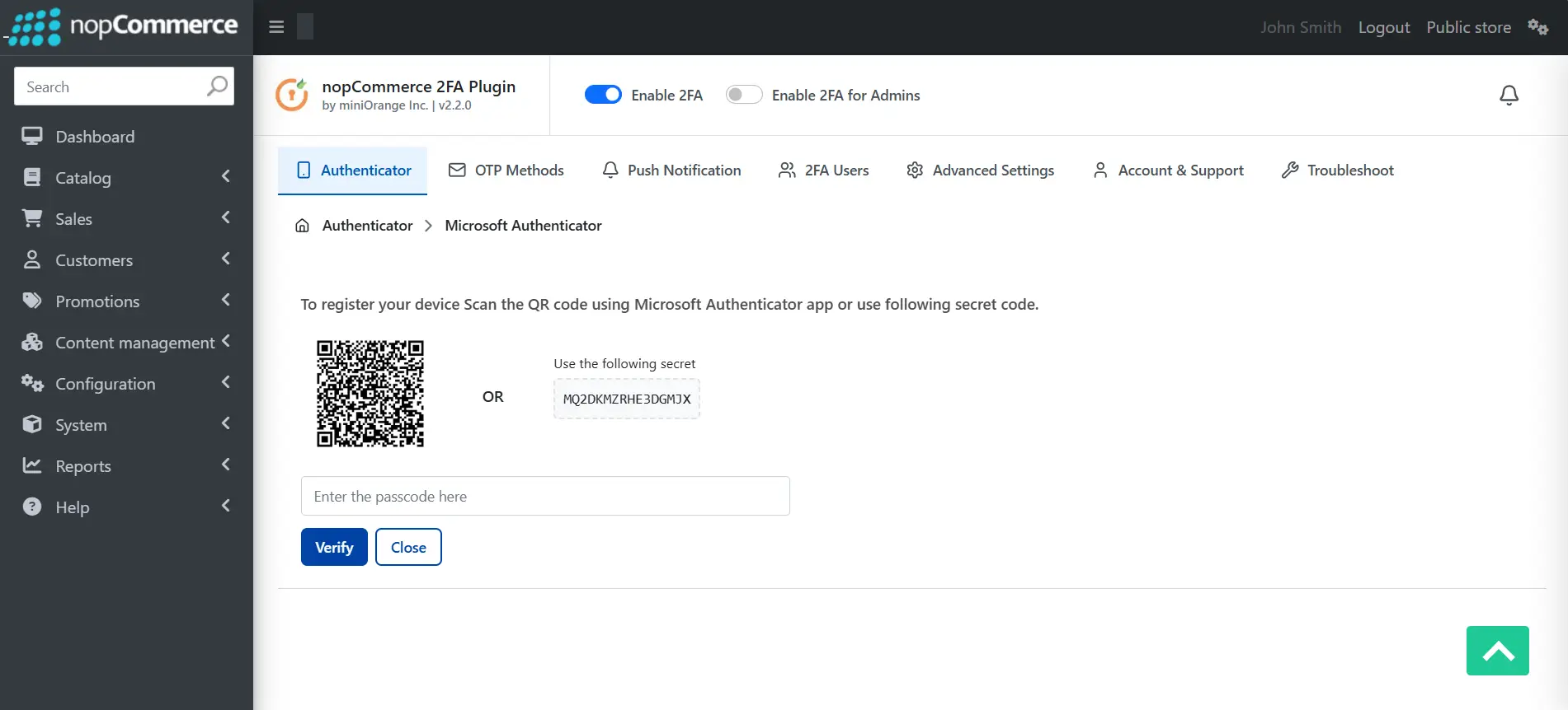 Microsoft Authenticator Dashboard