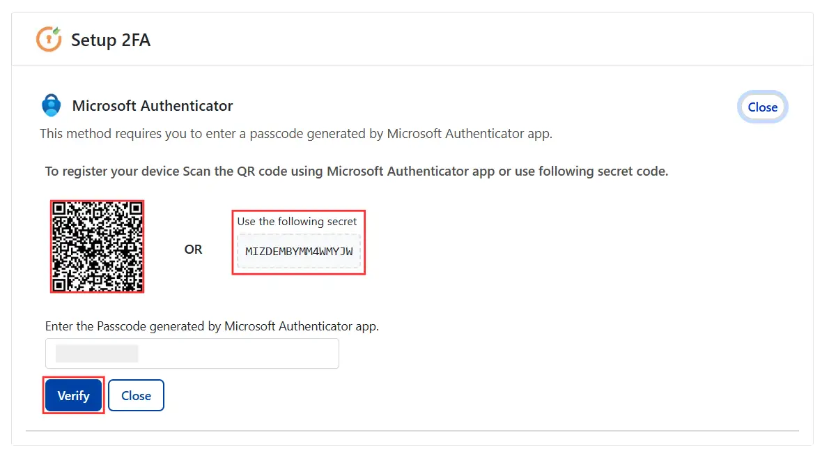 Microsoft Authenticator - QR Code