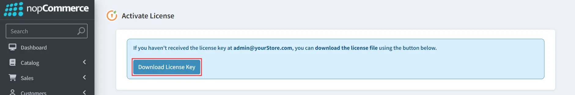 nopCommerce - Download License Key