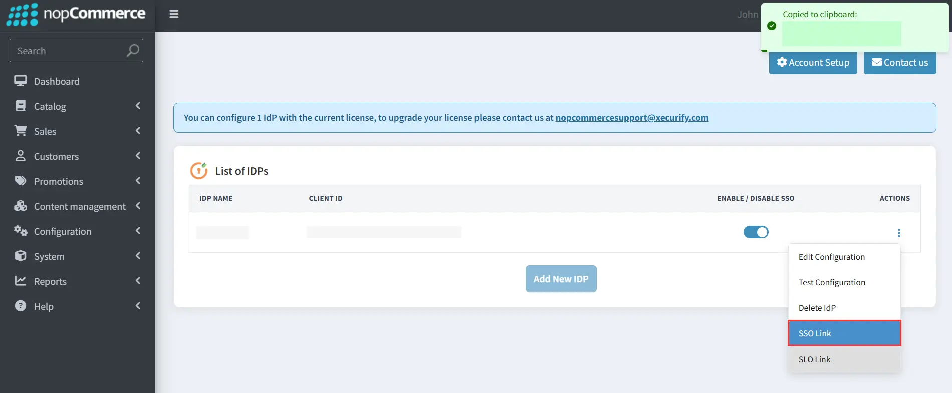 nopCommerce Oauth - Copy SSO Link