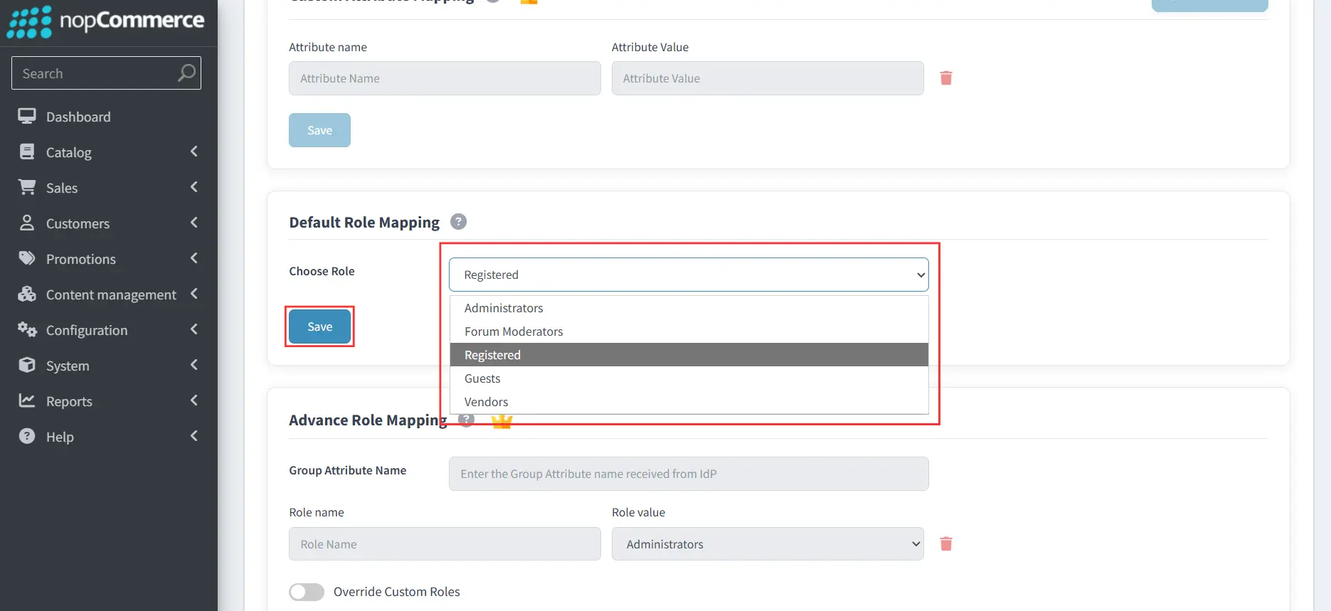 nopCommerce Oauth - Default role mapping