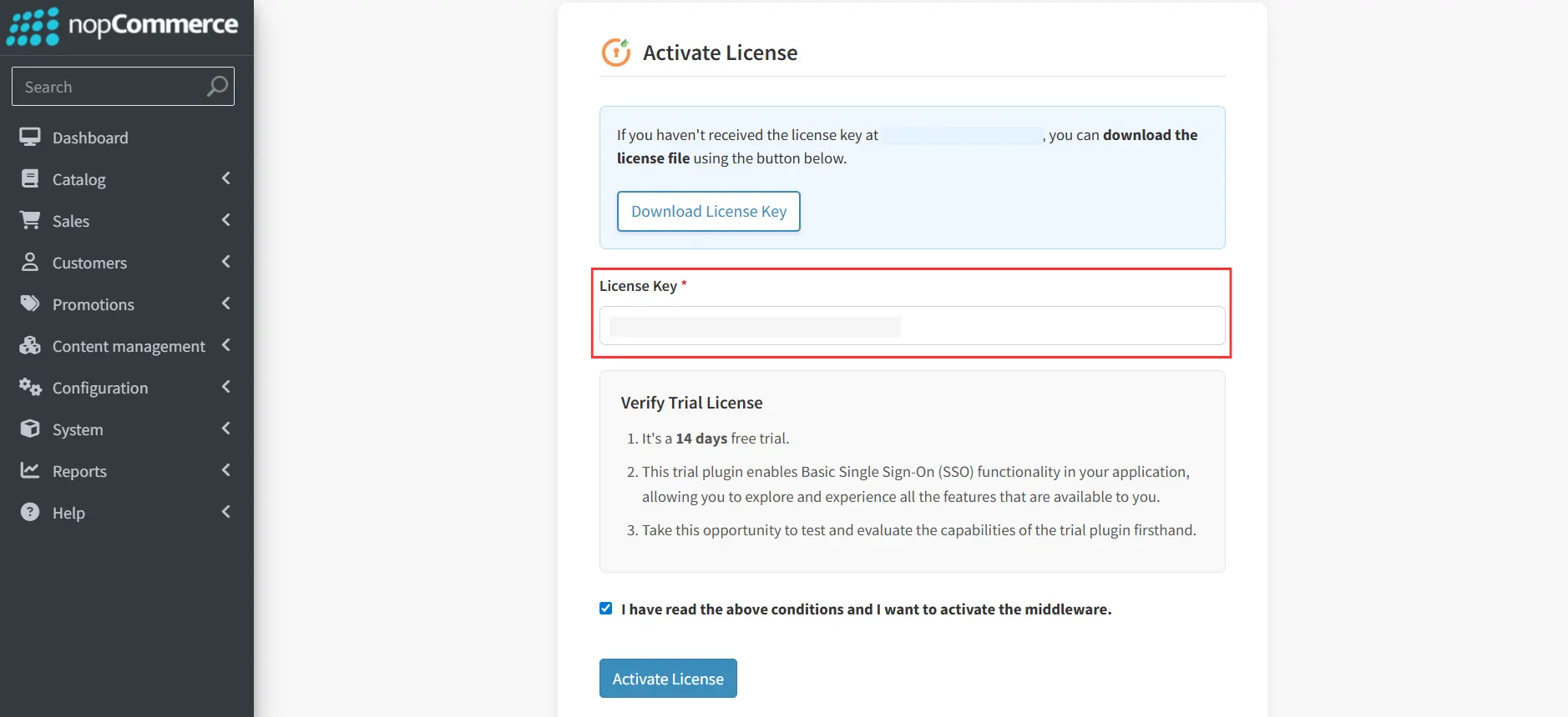 nopCommerce - Activate the plugin