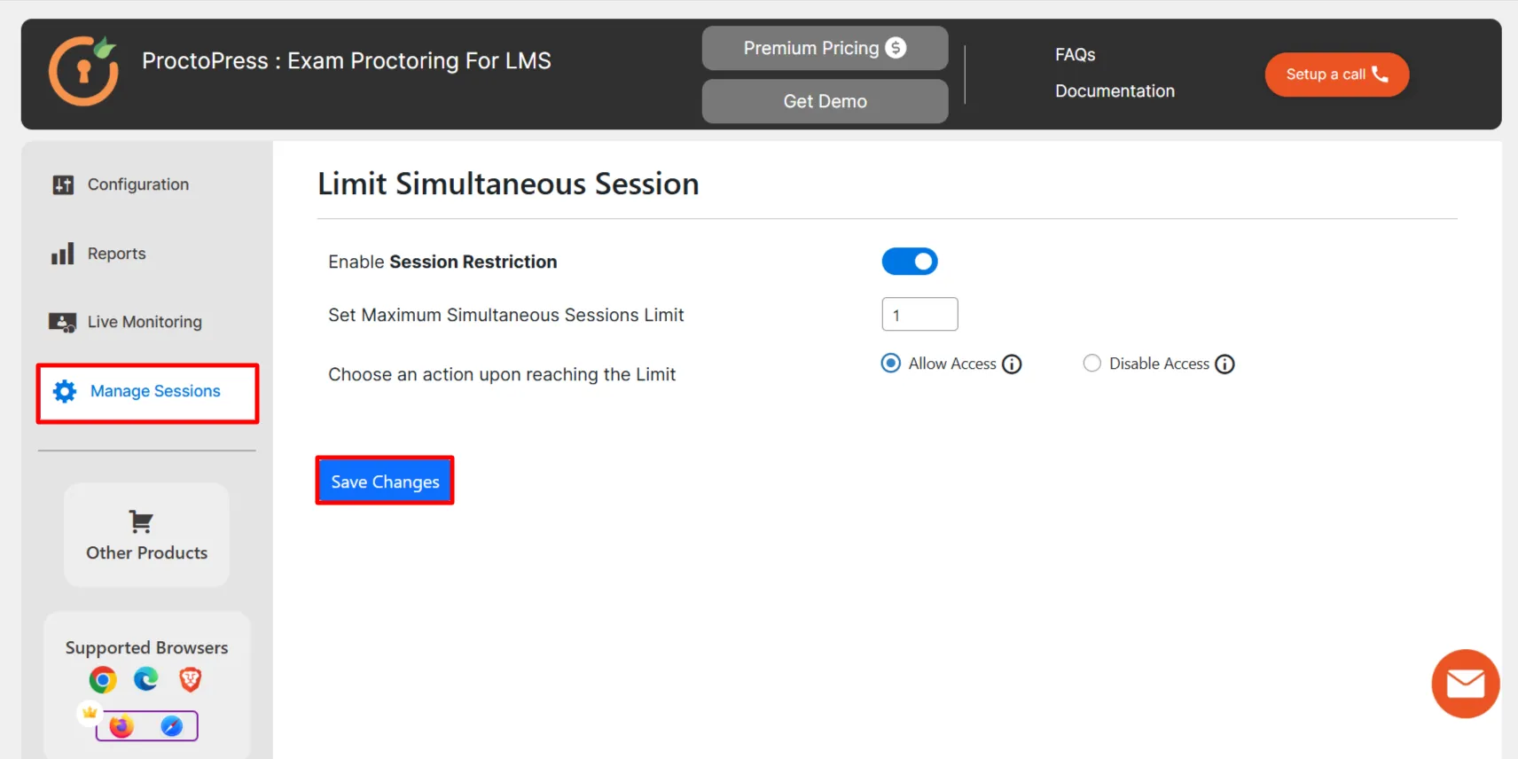 Online Proctoring Solutions Plugin - Limit Simultaneous sessions