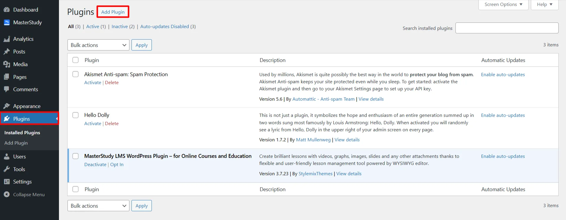 Online Proctoring plugin for WordPress - plugins section