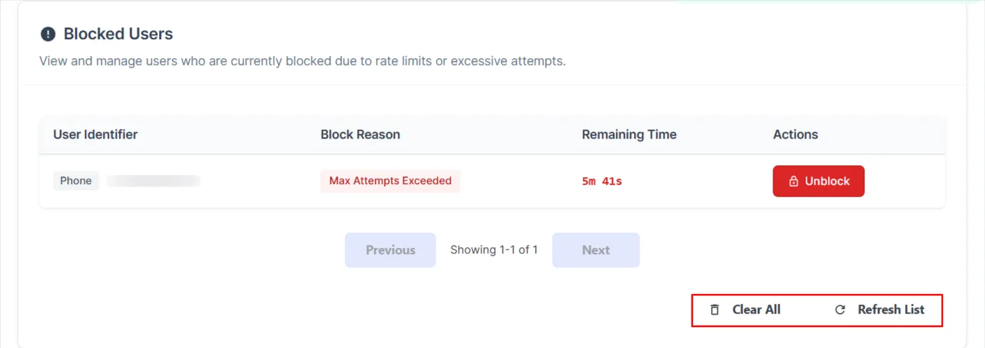OTP Request Limit - Refresh block users report